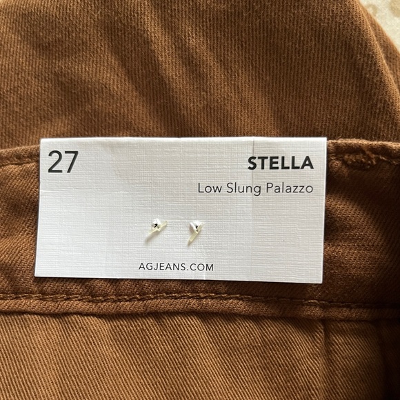 NWT AG Stella LOW SLUNG PALAZZO Linen Blend Wide Leg Pant Tree Bark 27 Rust Tan - Picture 7 of 10